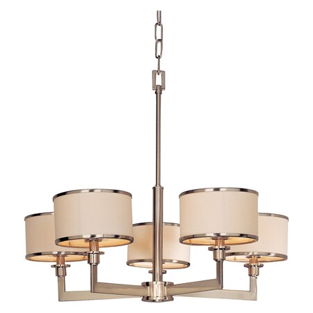Maxim Five Light Satin Nickel Drum Shade Chandelier 12055WTSN